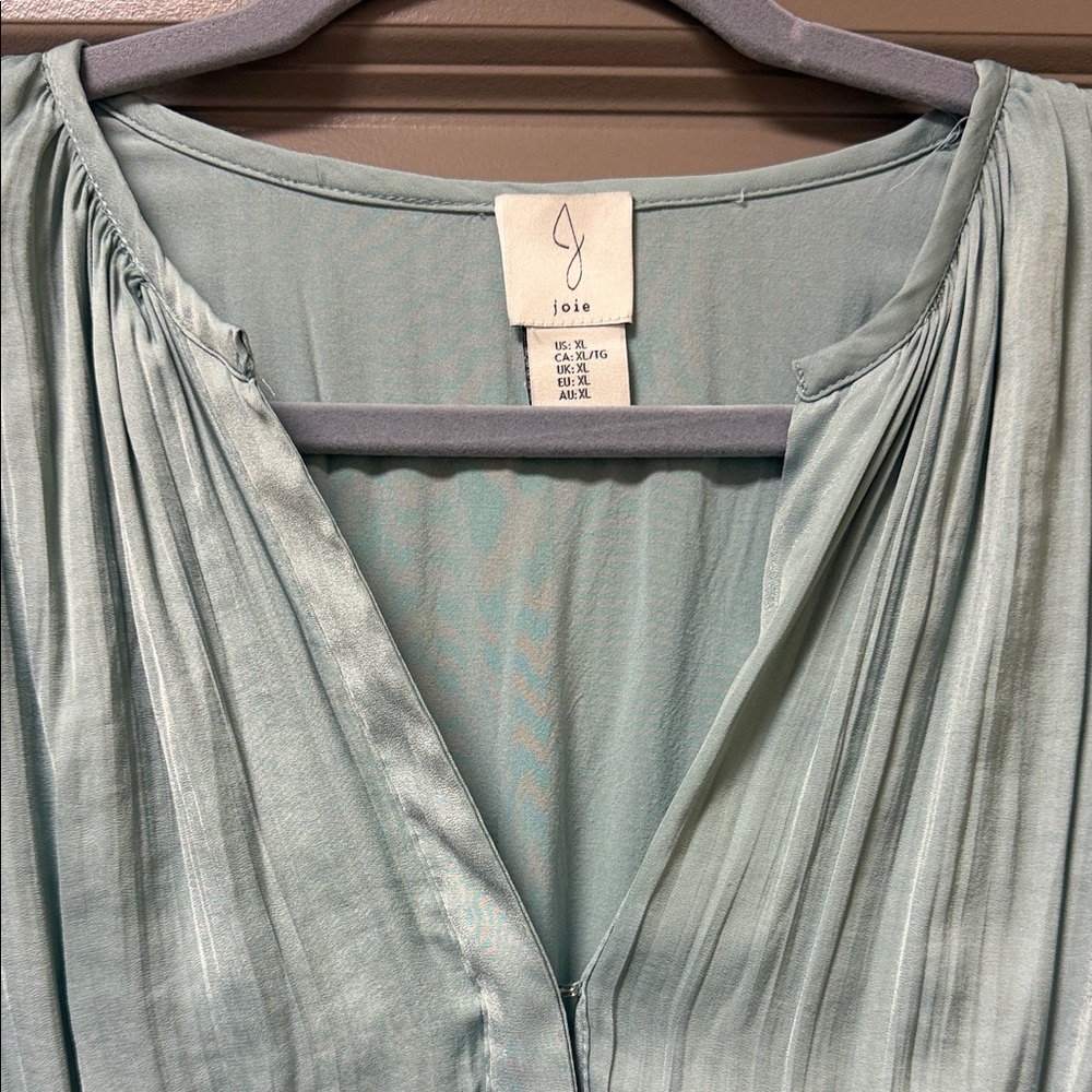 Joie Light Sage Green Pleated V-Neck Dress